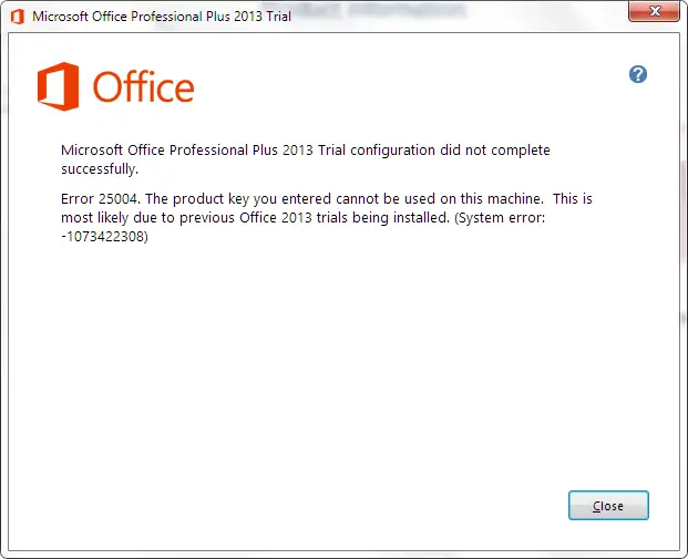 microsoft office professional plus 2013 configuration did not complete successfully